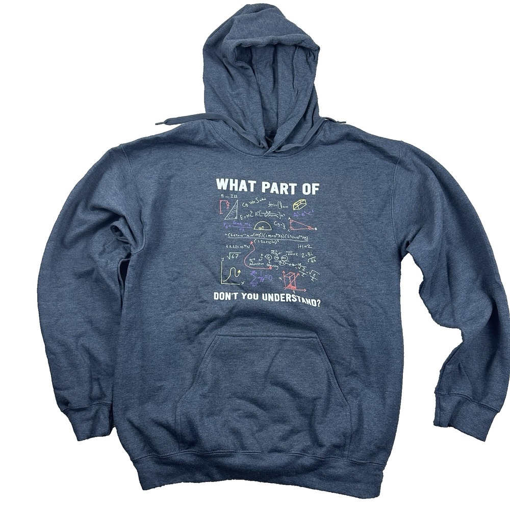 Men's Gray‎ Hoodie Math Science Graphic Sweatshirt Size M Funny Geek